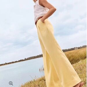 Loft Poplin Wide Leg Pants in Lemon Yellow